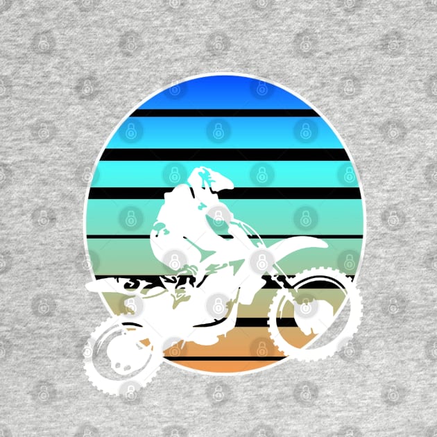 Motor X White Silhouette Dirt Bike Retro Sunset by taiche